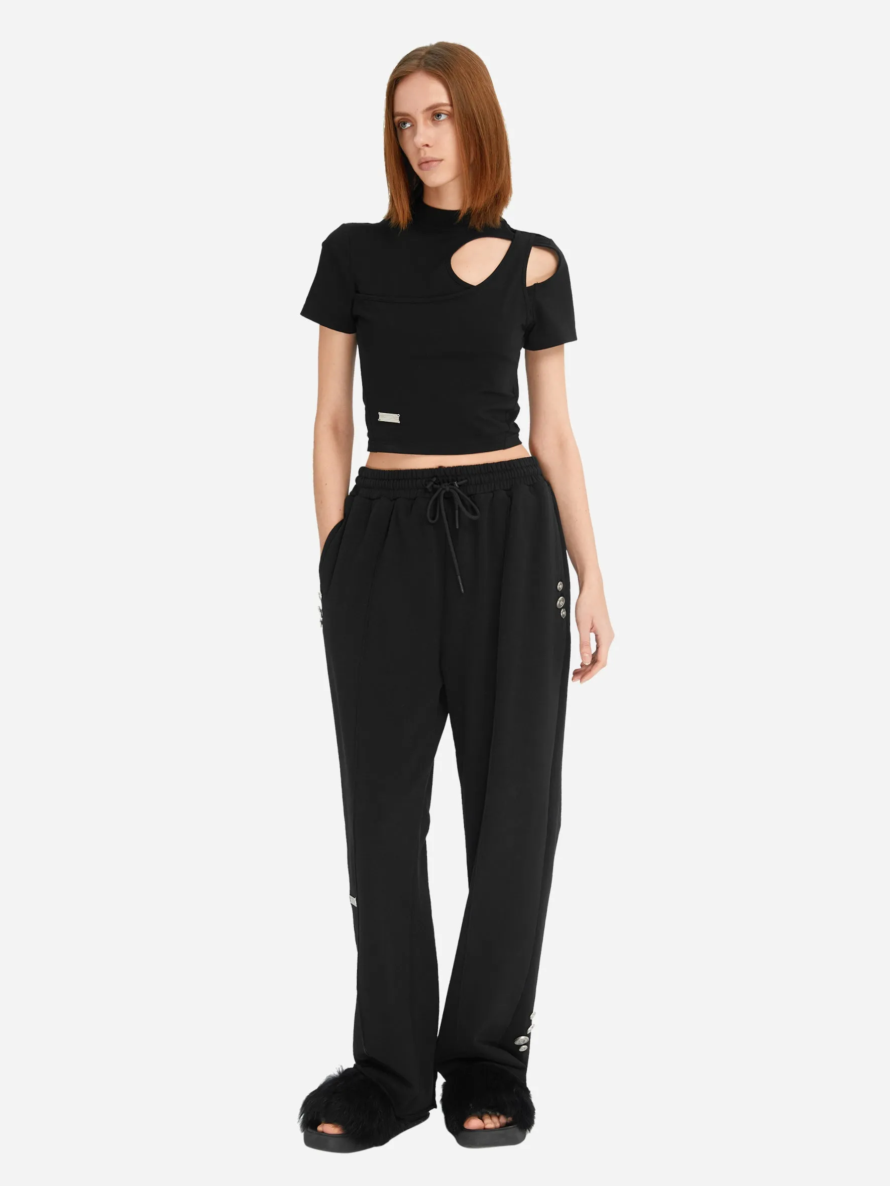 004 - Raw Edge Wide Leg Sweat Pants