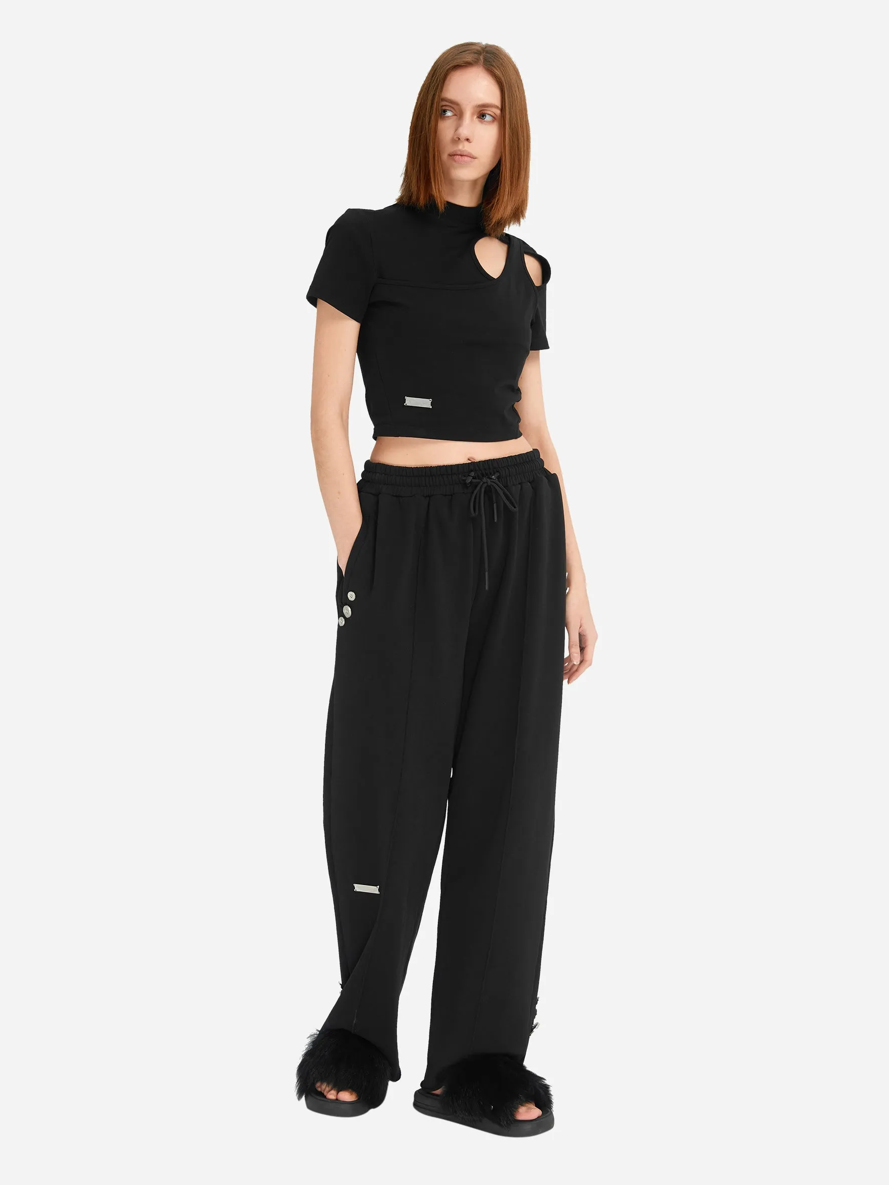 004 - Raw Edge Wide Leg Sweat Pants