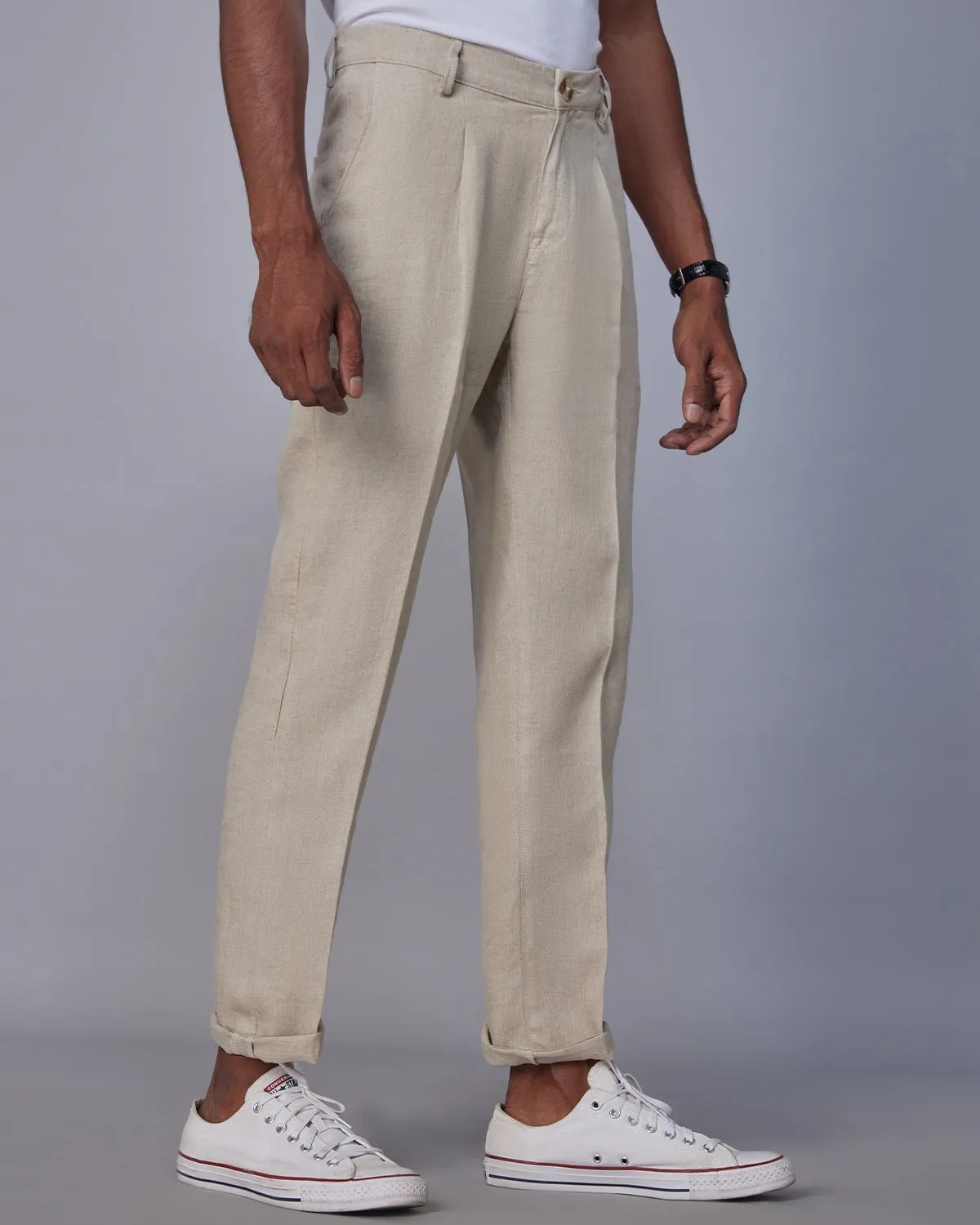 100% Linen Pants - Beige