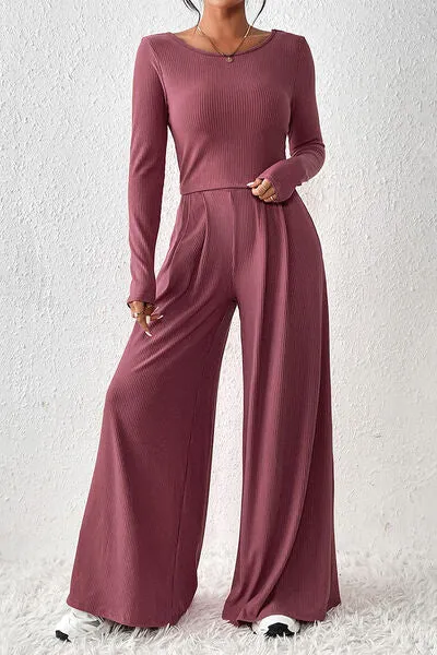 3 Ribbed Wide Leg 2 Piece Outfits