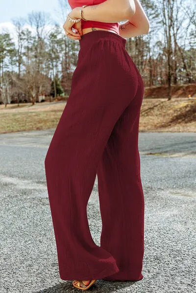 7 Comfy Texture Tied Wide Leg Pants