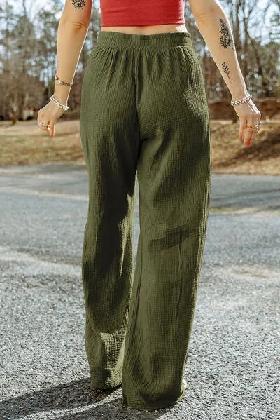 7 Comfy Texture Tied Wide Leg Pants