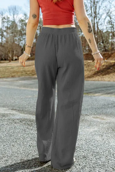 7 Comfy Texture Tied Wide Leg Pants