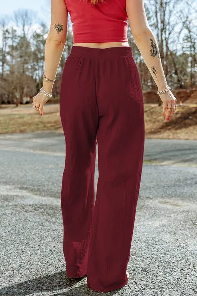 7 Comfy Texture Tied Wide Leg Pants