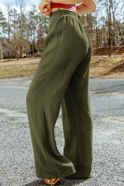 7 Comfy Texture Tied Wide Leg Pants