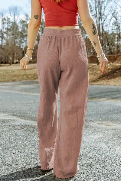 7 Comfy Texture Tied Wide Leg Pants