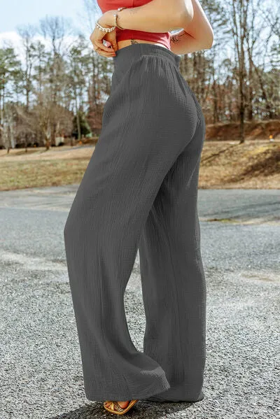 7 Comfy Texture Tied Wide Leg Pants