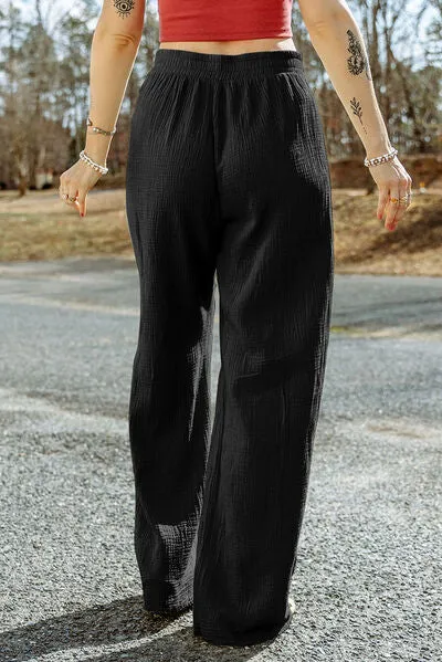 7 Comfy Texture Tied Wide Leg Pants