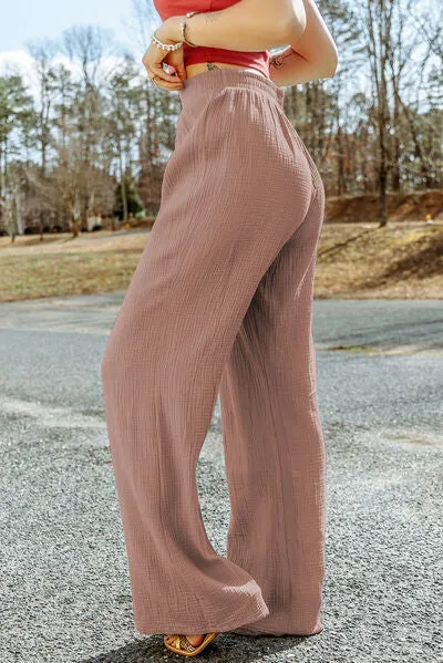 7 Comfy Texture Tied Wide Leg Pants