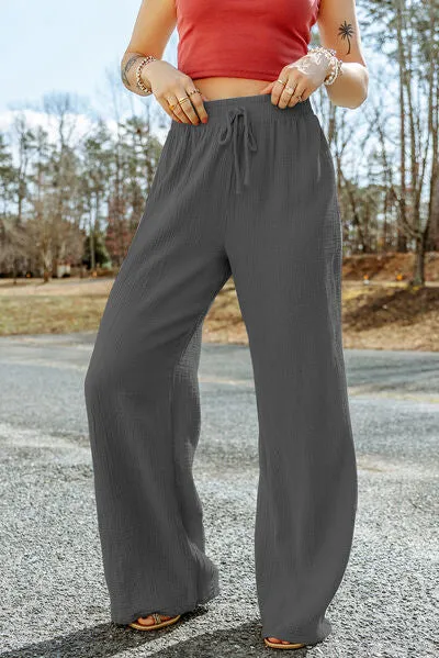 7 Comfy Texture Tied Wide Leg Pants