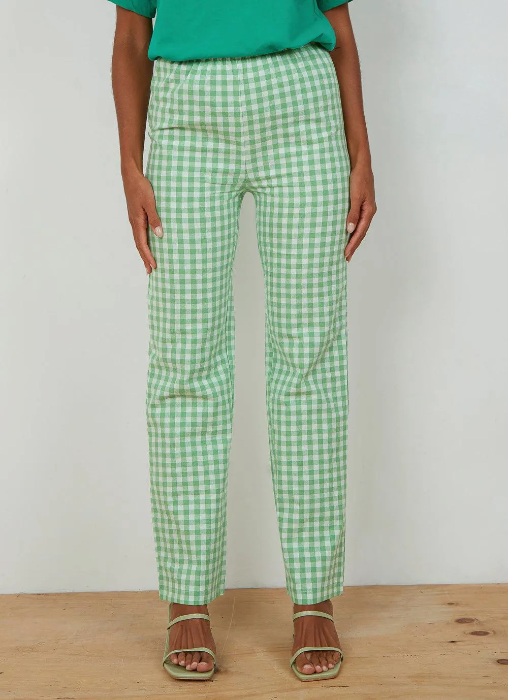 90s Check Pants - Green Check