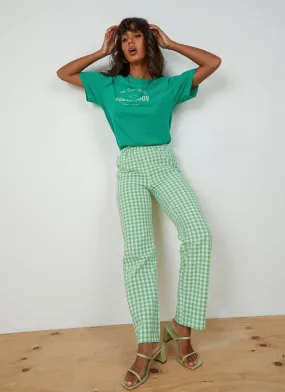 90s Check Pants - Green Check