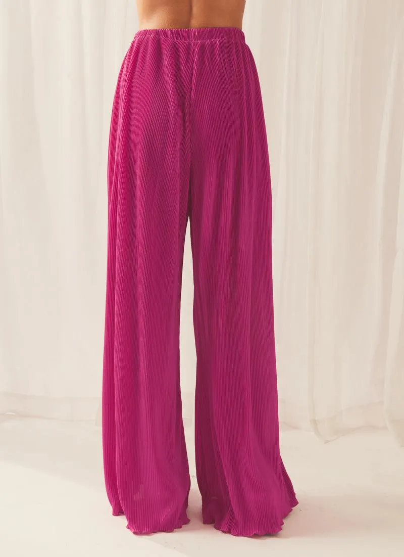 90s Muse Plisse Pants - Magenta