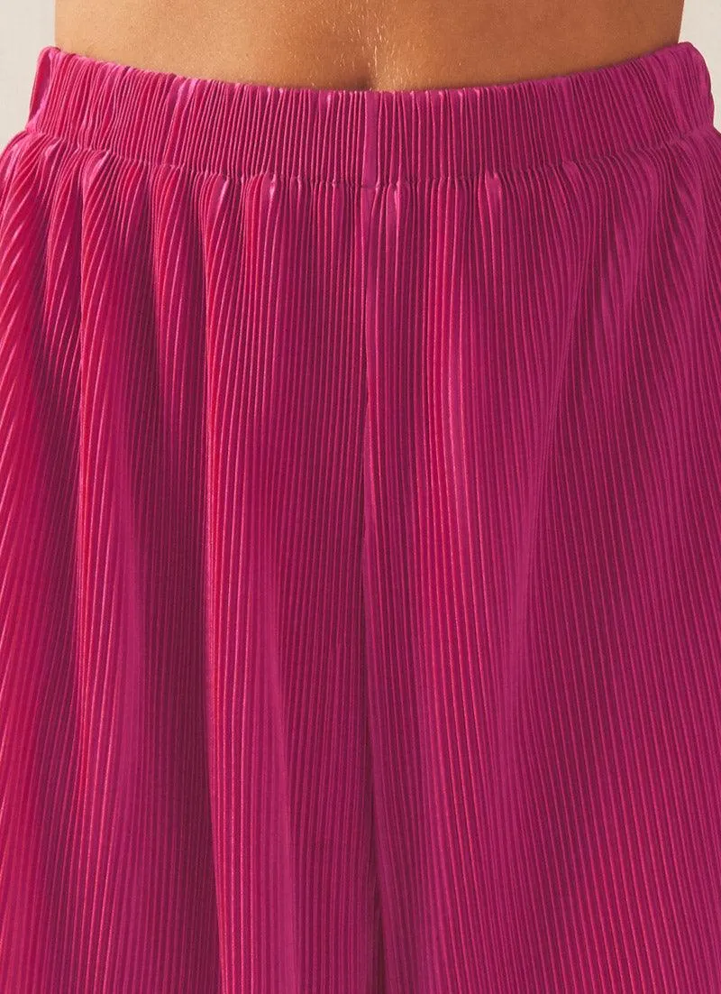 90s Muse Plisse Pants - Magenta