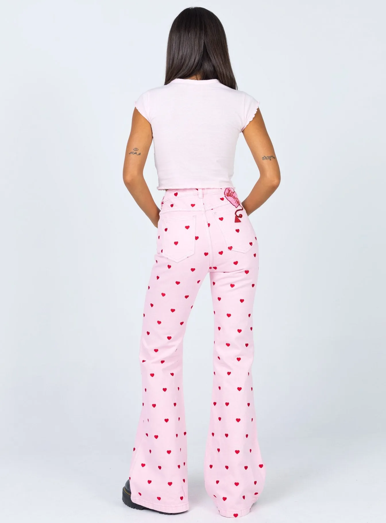 Abrand Double Oh Flare Jeans Pink Heart