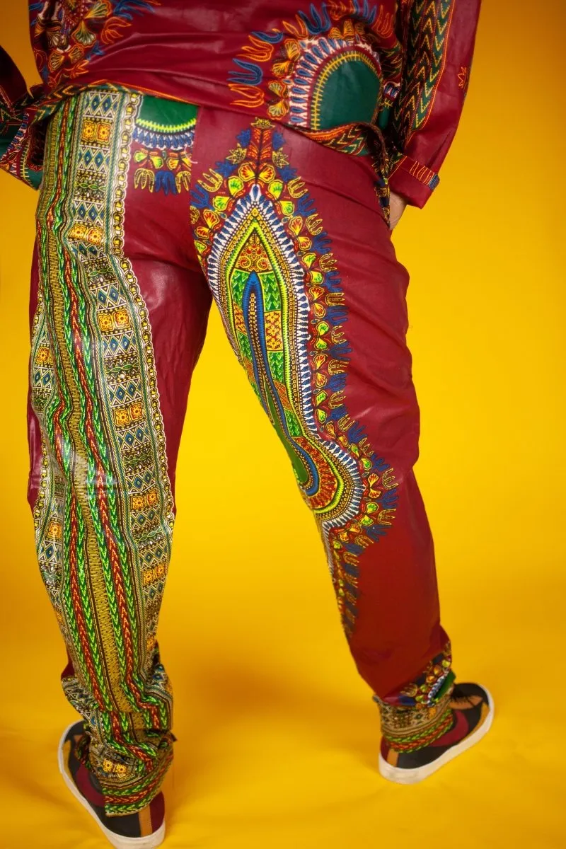 African Pants In Red Dashiki