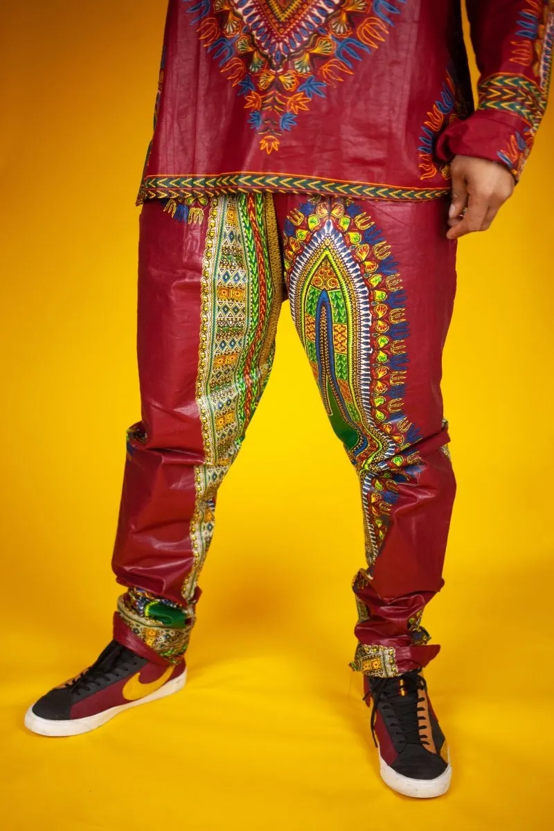 African Pants In Red Dashiki