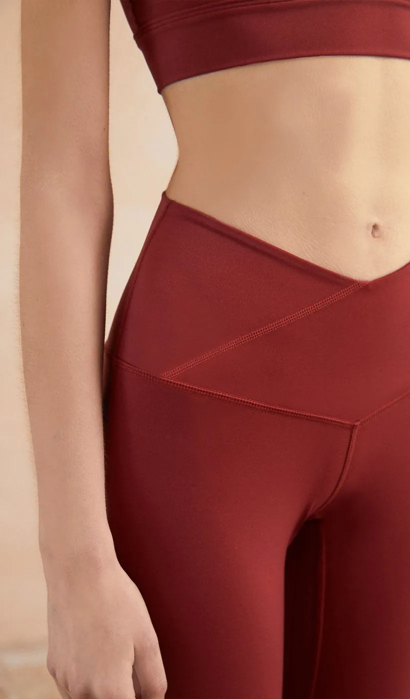 ANIKA V-cut Yoga Pants - Red