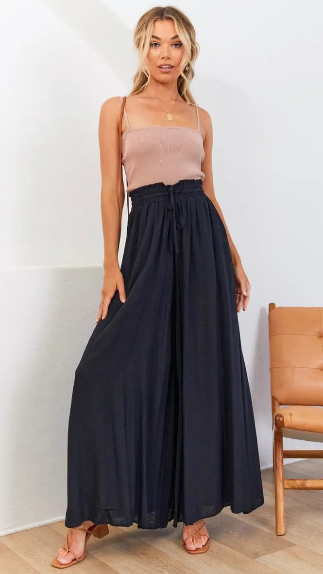 Avery Wide Leg Pants - Black