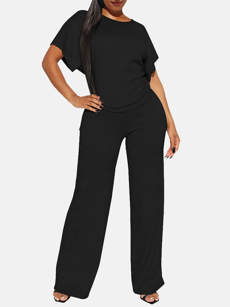 Batwing Sleeve Top & Wide Pants