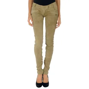 Beige Suede leather pants