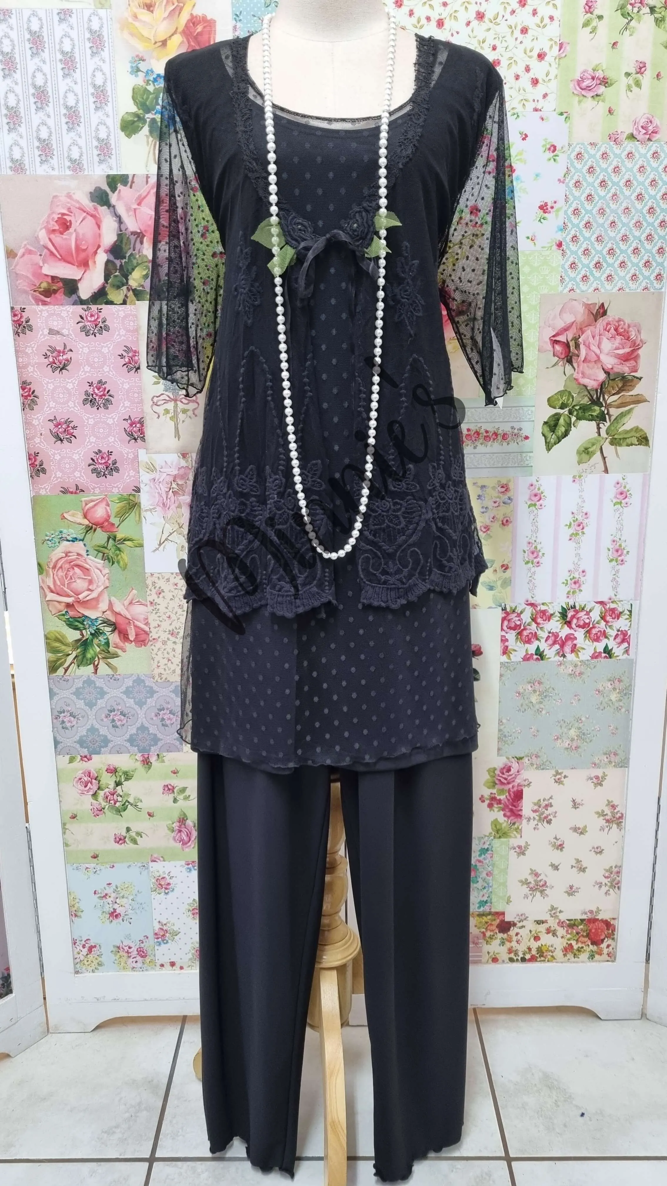 Black 4-Piece Pants Set LR0522