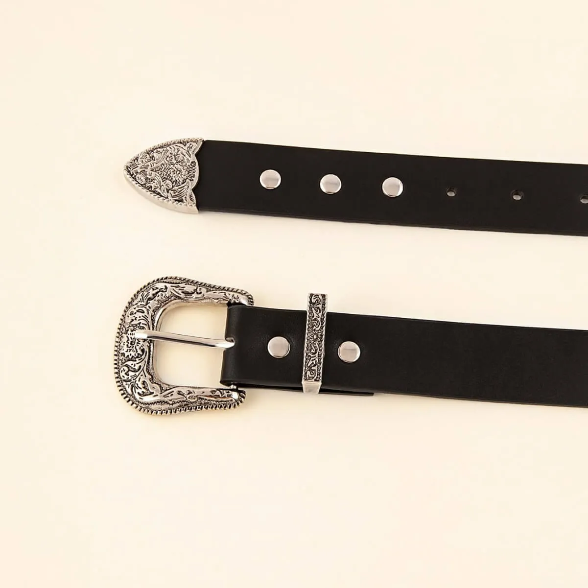 Black Belt Women's Vintage Western Style Leather Belt