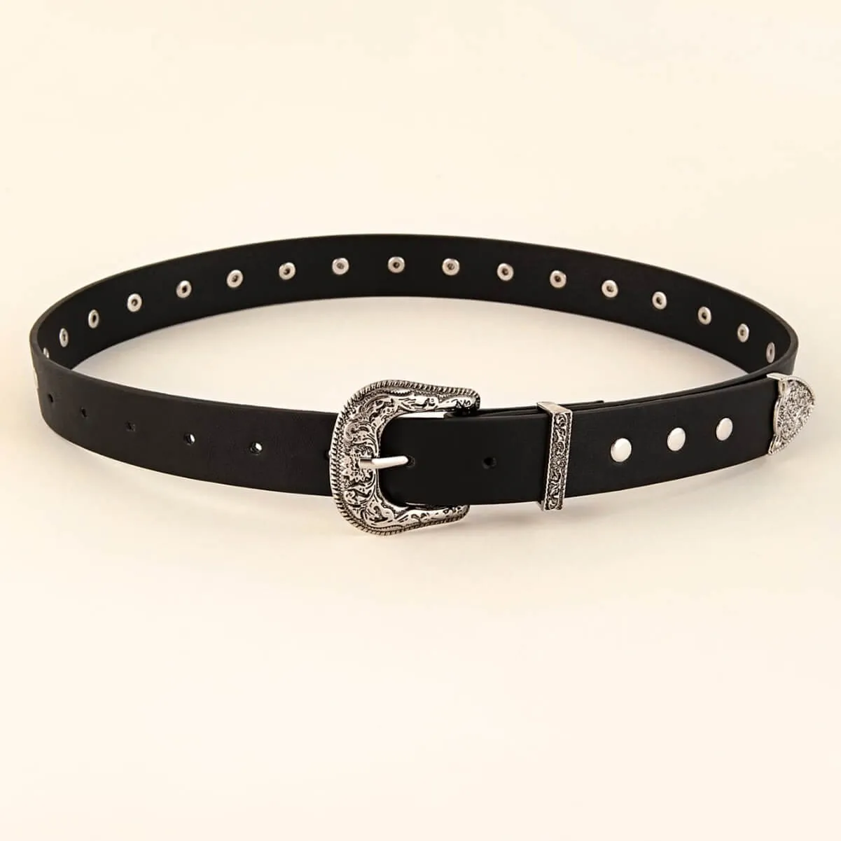 Black Belt Women's Vintage Western Style Leather Belt