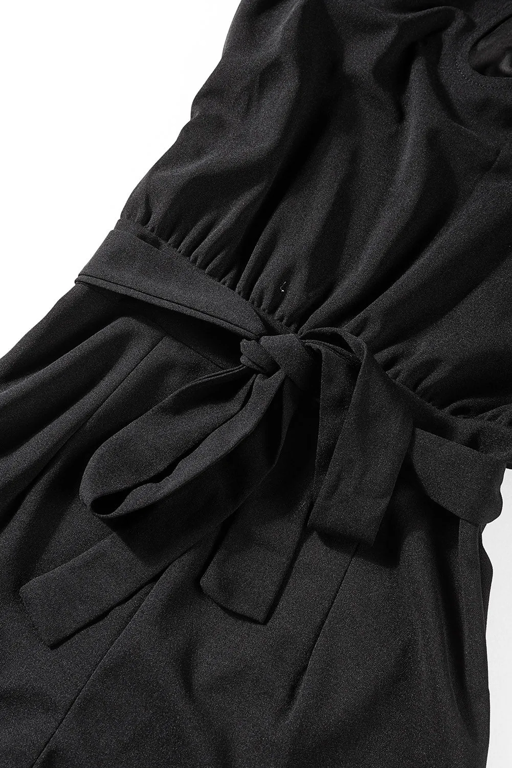 Black Belted Wide Leg Jumpsuit