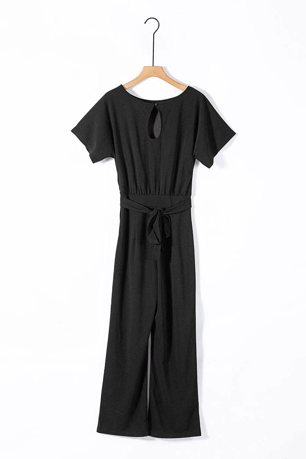 Black Belted Wide Leg Jumpsuit