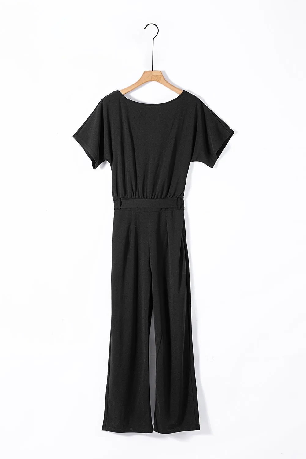 Black Belted Wide Leg Jumpsuit