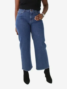 Blue mid-rise cropped flare jeans - size UK 14