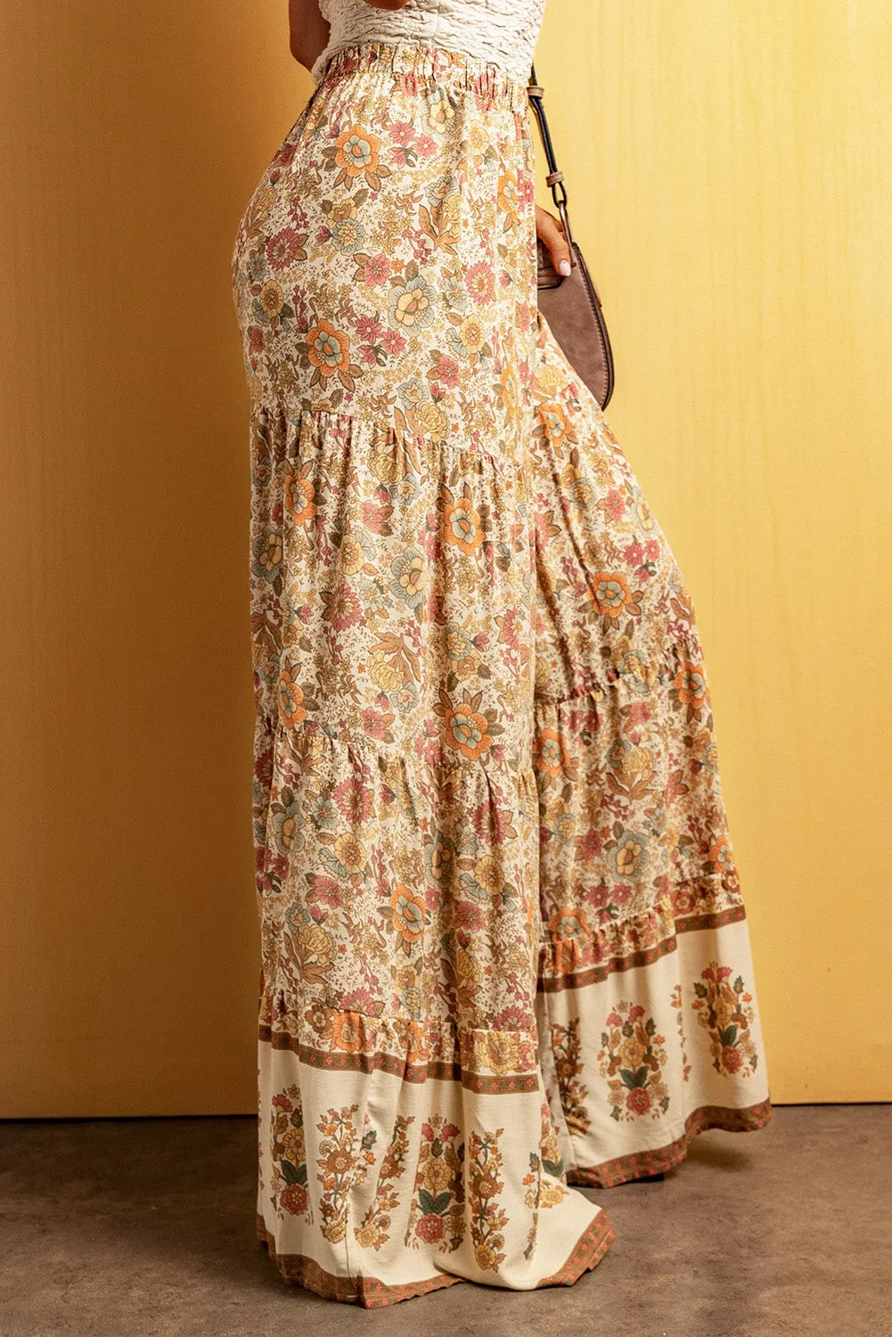 Boho Floral Patchwork Loose Fit Wide Leg Pants