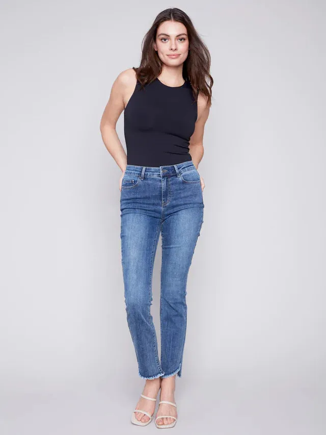 BOOTCUT JEANS WITH ASYMMETRICAL HEM