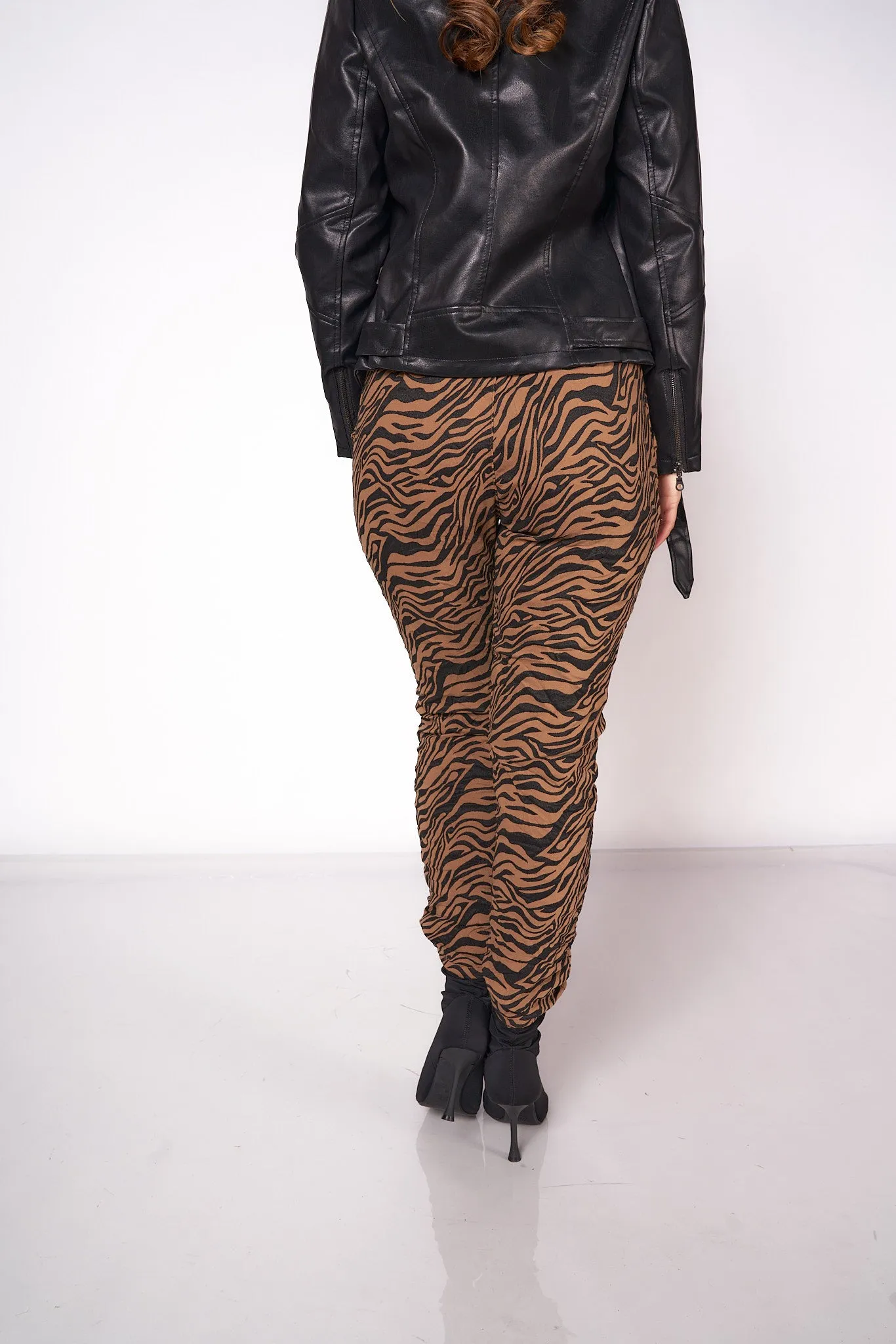 Brown Animal Print Jogger Pants