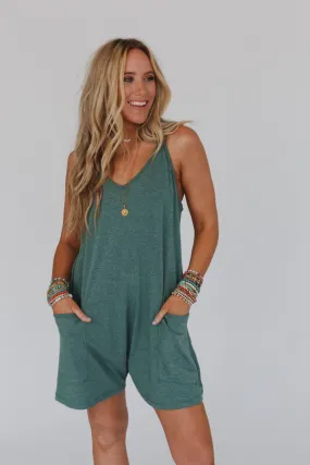 Cali Coastal Harem Romper - Green