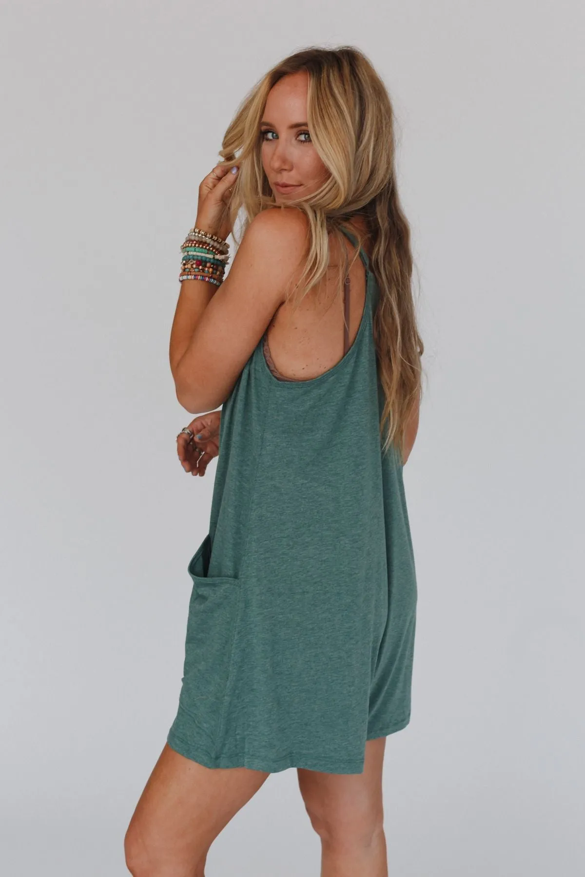 Cali Coastal Harem Romper - Green