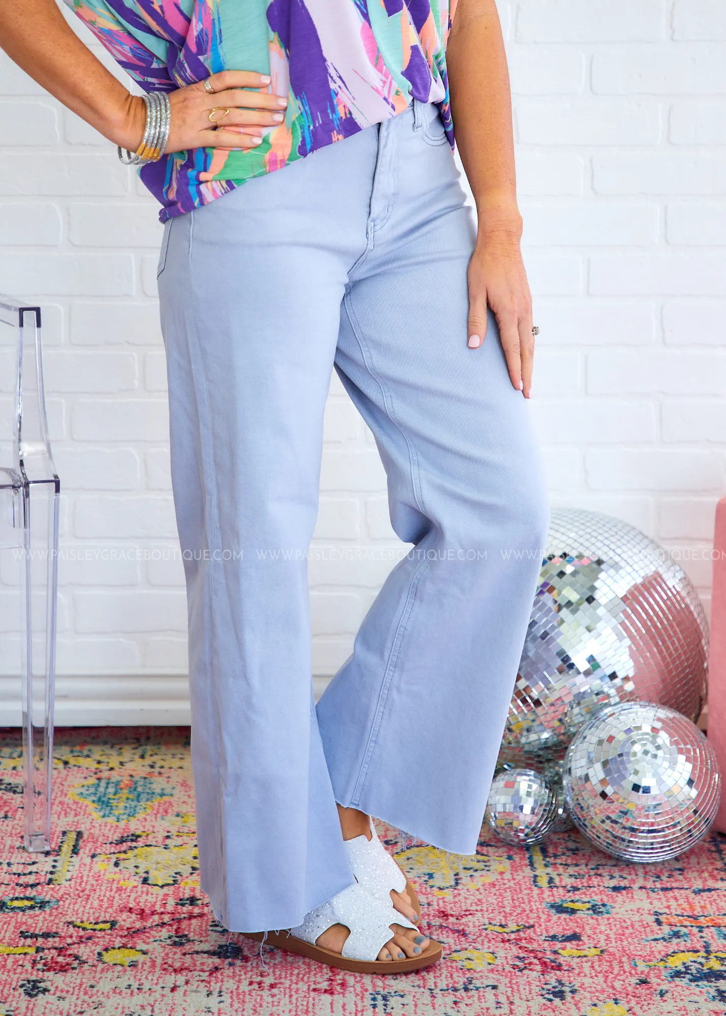 Cameron Wide Leg Jeans by Vervet - Gray Dawn