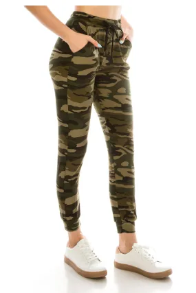 Camo Print Drawstring Jogger Pants