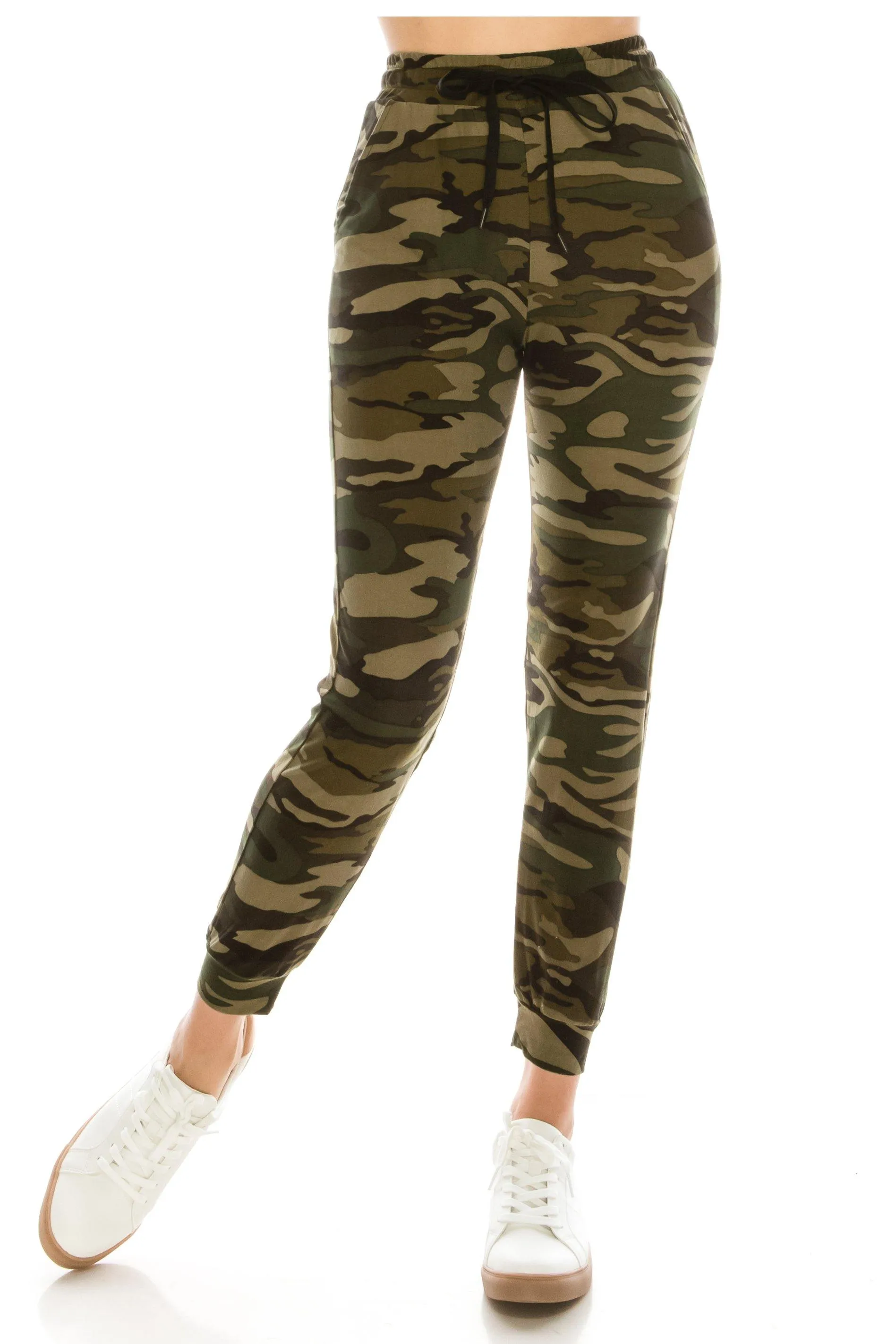 Camo Print Drawstring Jogger Pants