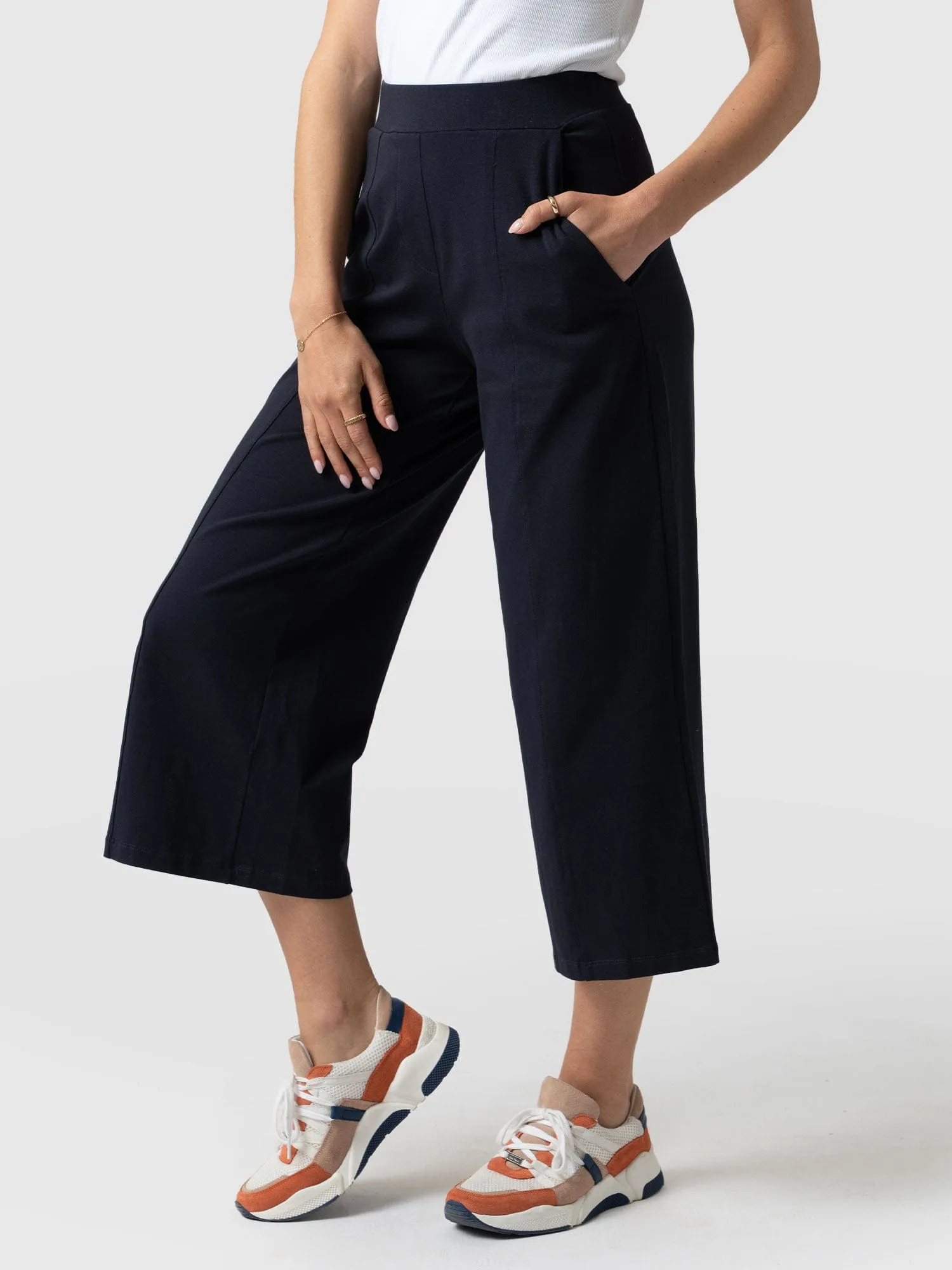 Cara Wide Leg Culotte - Navy