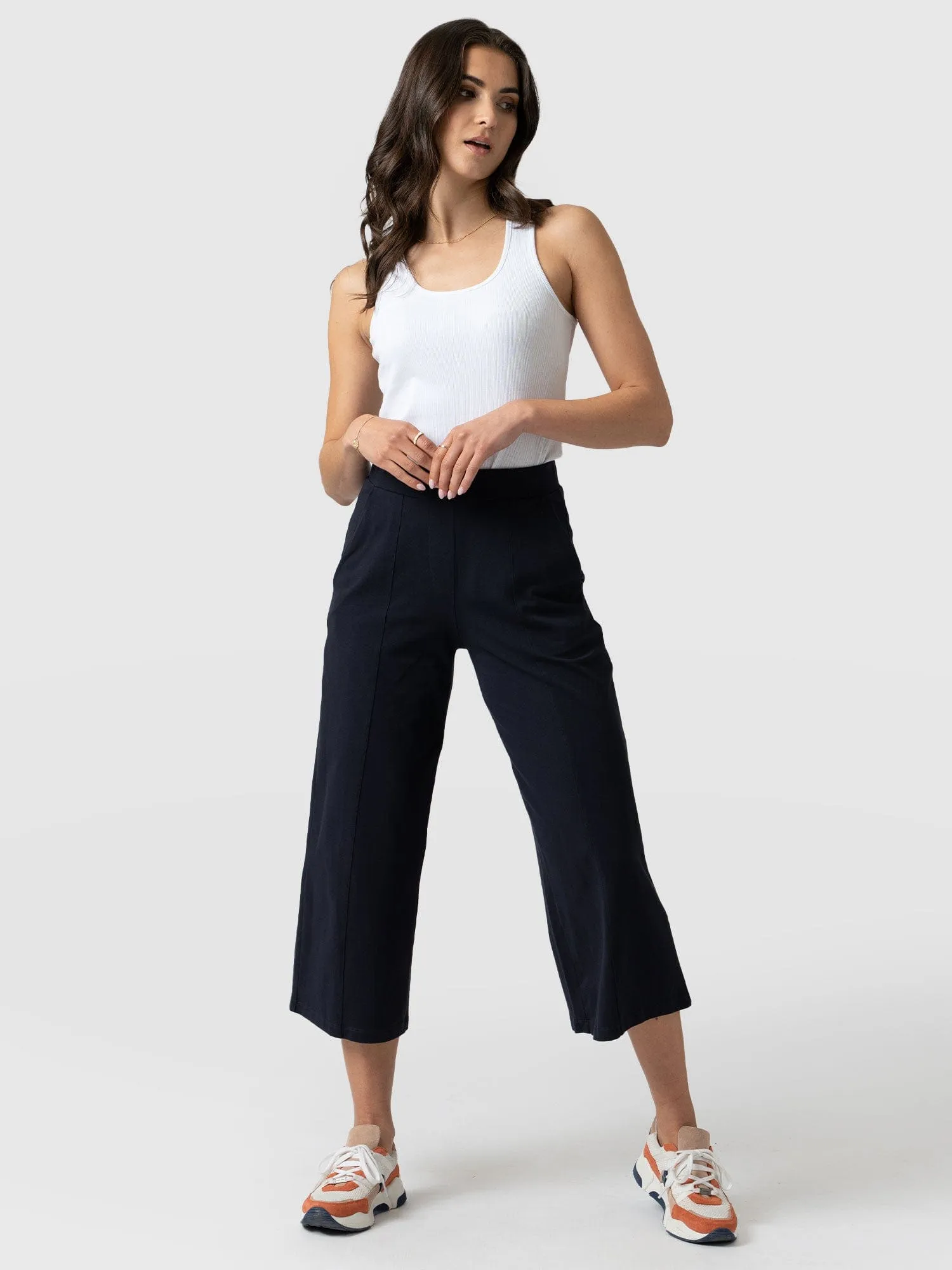 Cara Wide Leg Culotte - Navy