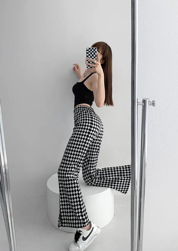 Checkmate Checkerboard front split pants