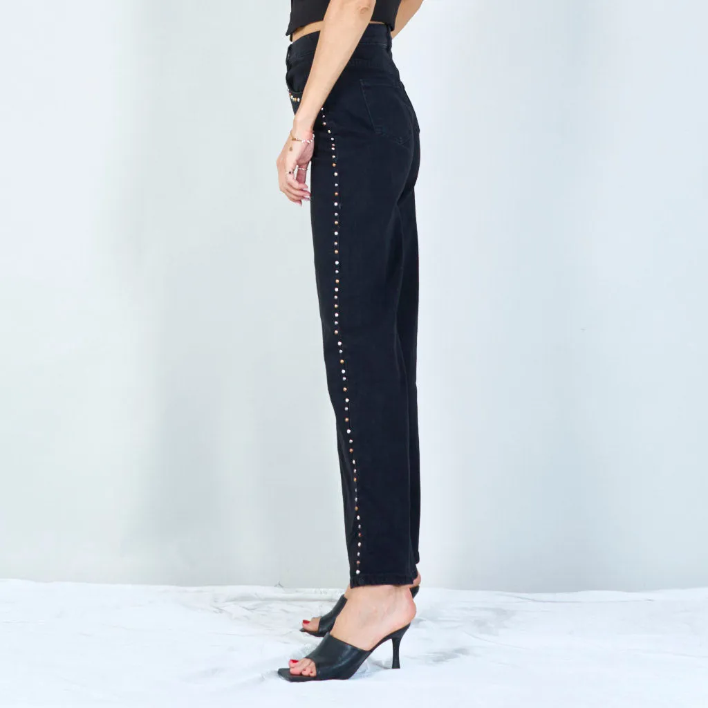 Chic studded wide-leg jeans wholesale