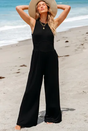 Cinched Waist Wide Leg Jumpsuit