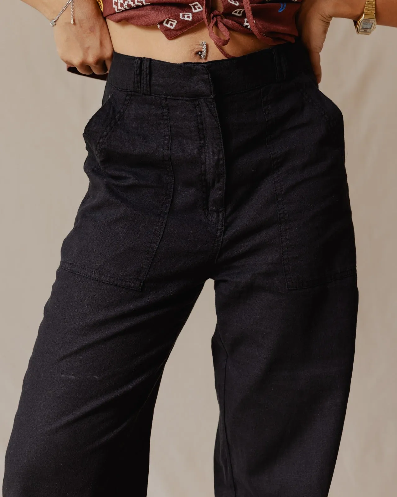 Classic Linen Pants Black