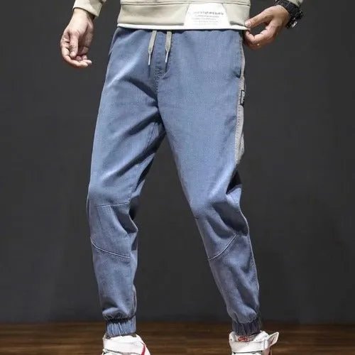 Cowboy stitching tide harem pants men 2021 spring and autumn models casual long pants trend beam pants tide male