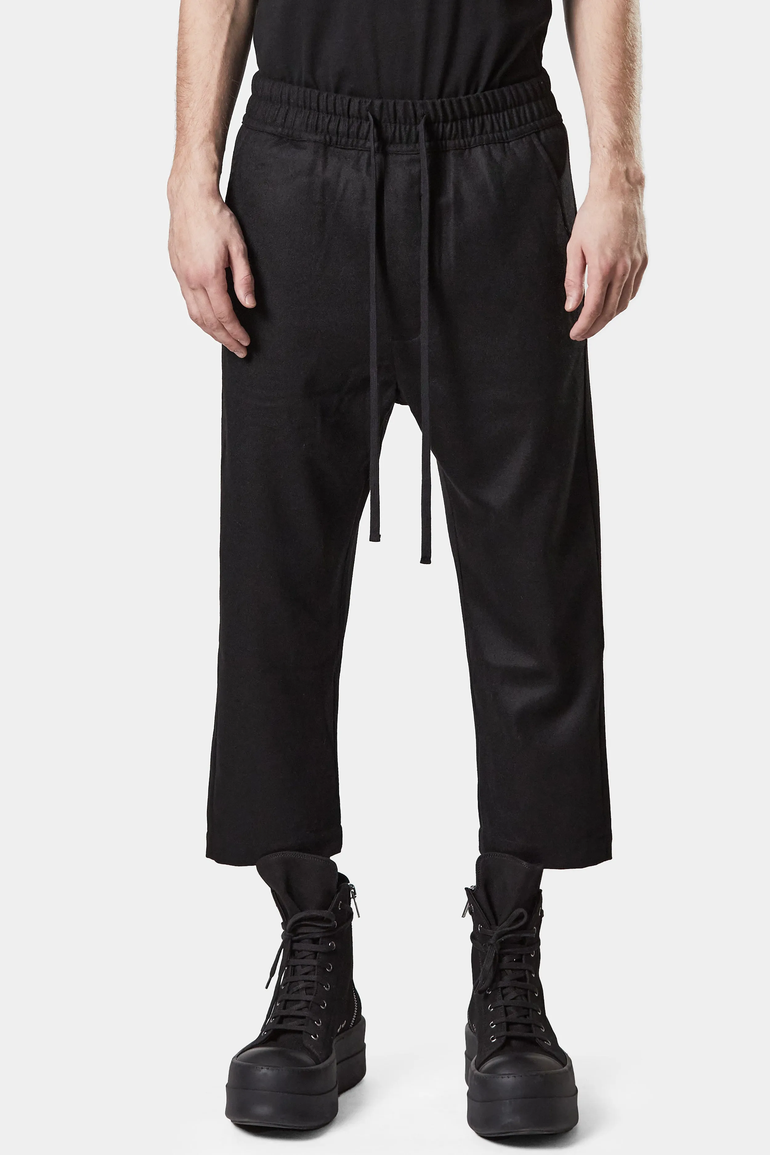 Cropped wool drawstring pants