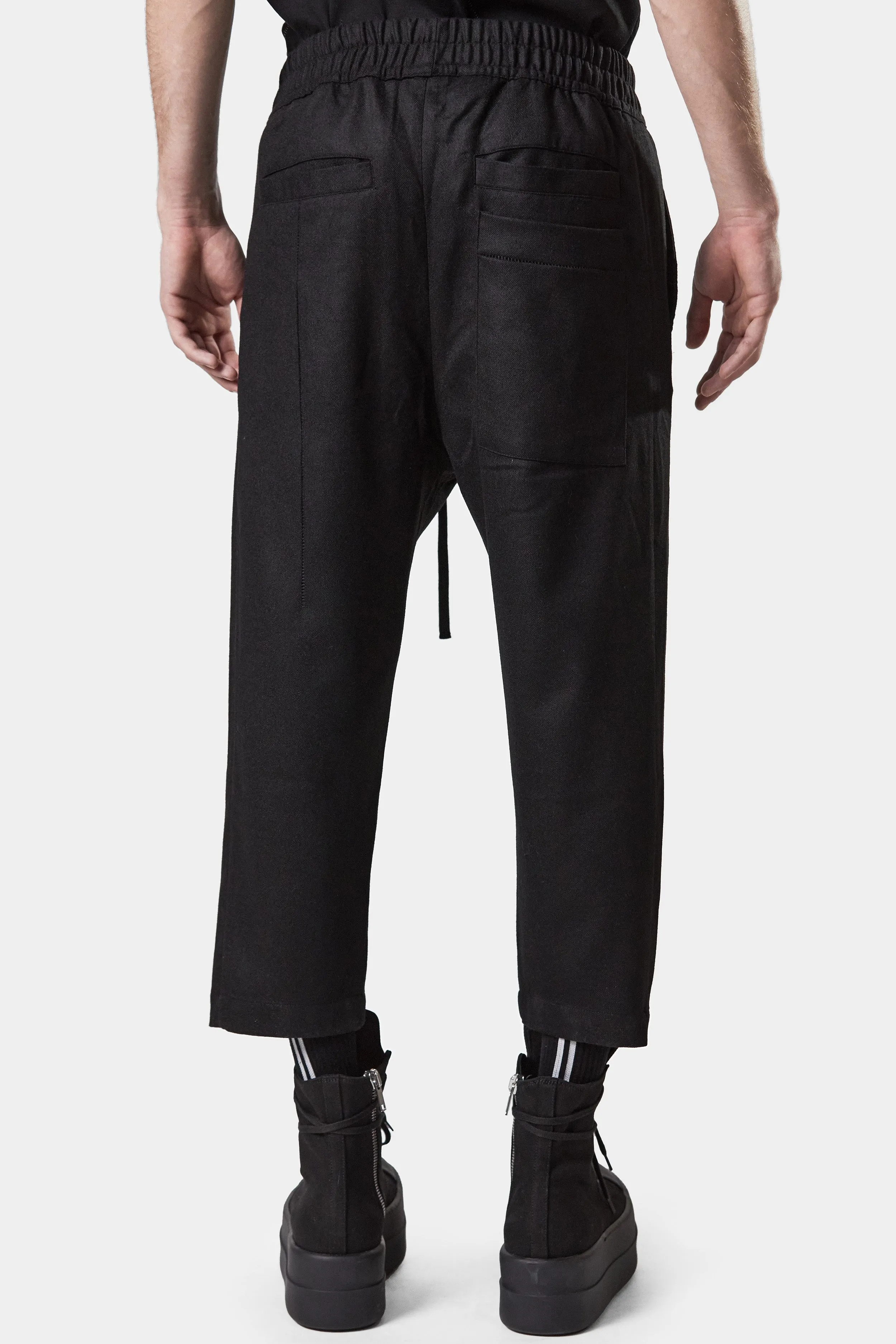 Cropped wool drawstring pants