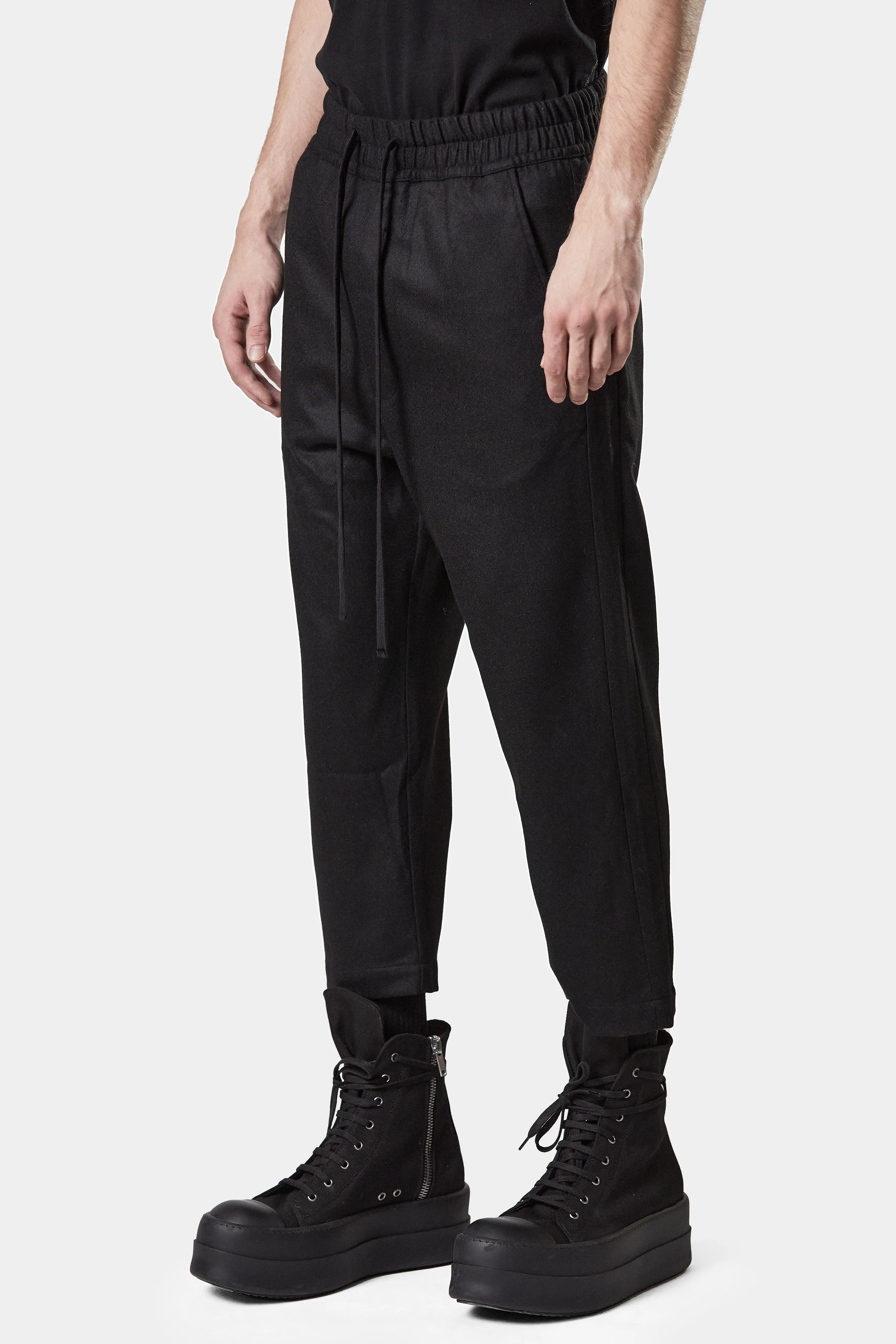 Cropped wool drawstring pants